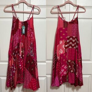 Women's Real Patchwork Midi Dress with Pockets!